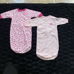 Two 0-9 month fleece girl sleep sacks!